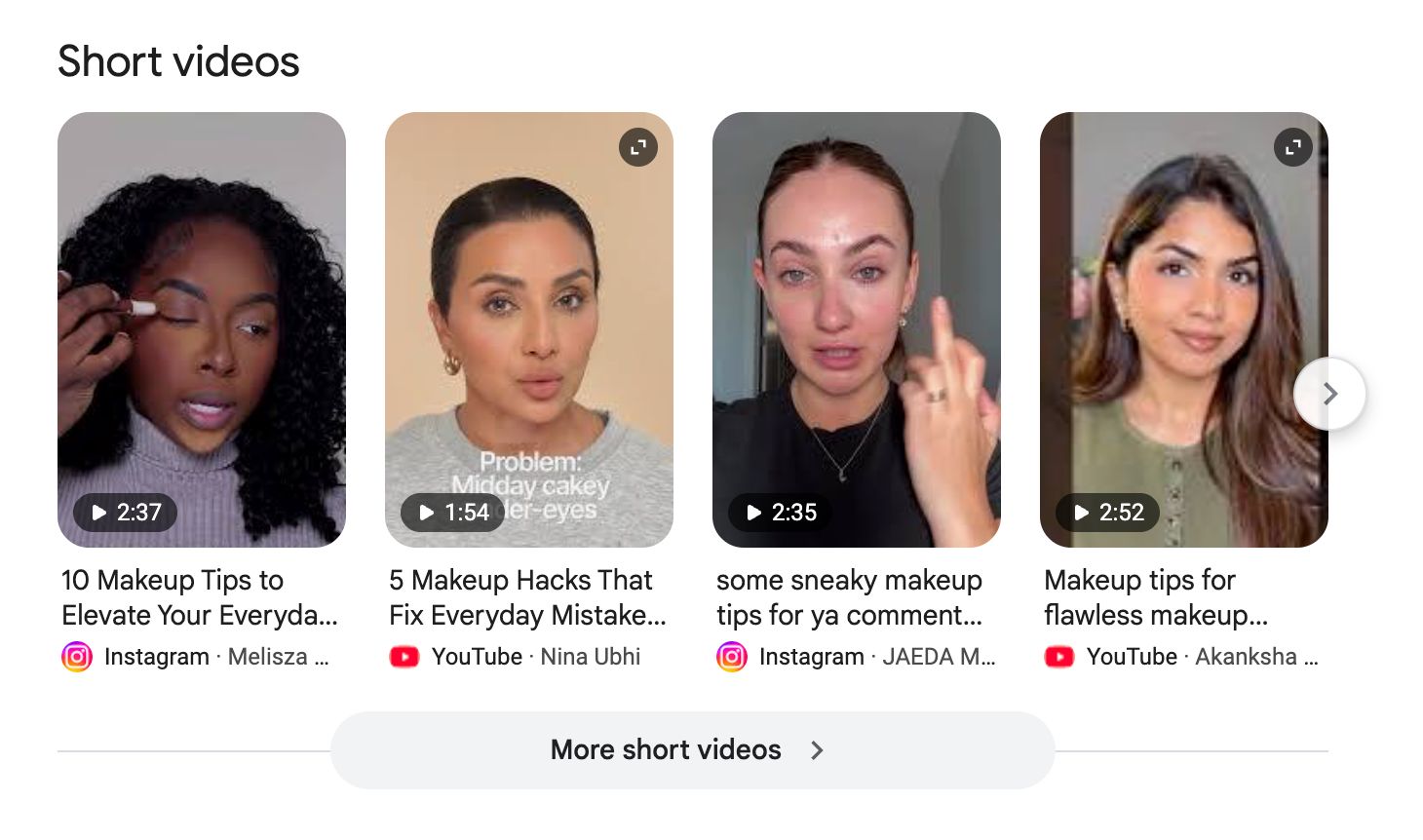 Short videos in Google Search