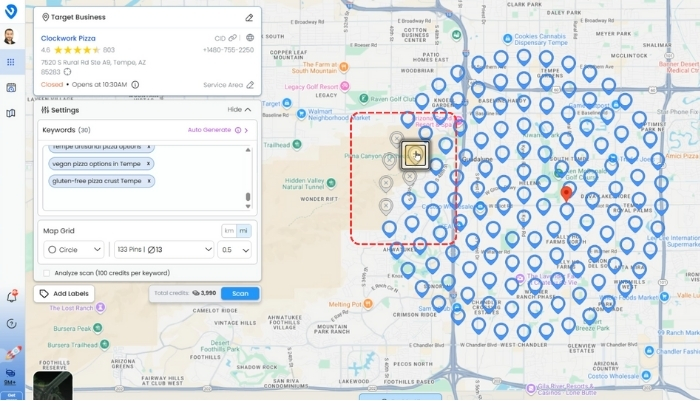 Local Dominator: selecting scan points